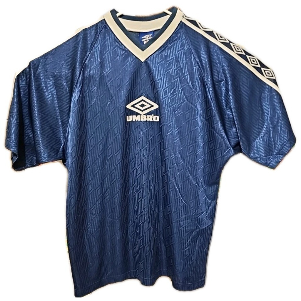 Vintage 90s Umbro Jersey Adult Size Xl Made In Canada Blue Soccer Large Logo